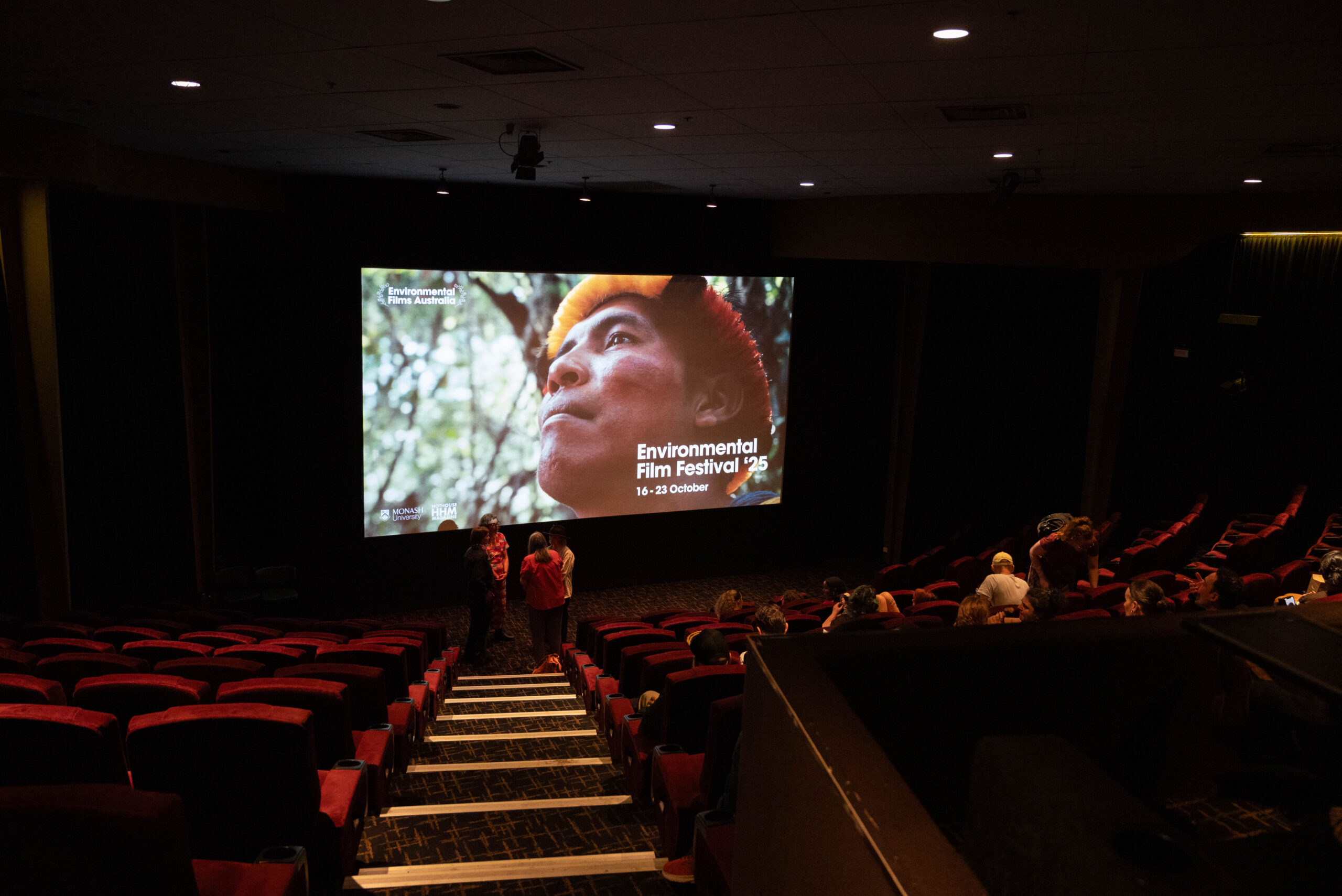 People begin to fill up the cinema on the opening night of the Environmental Film Festival, October 2025.